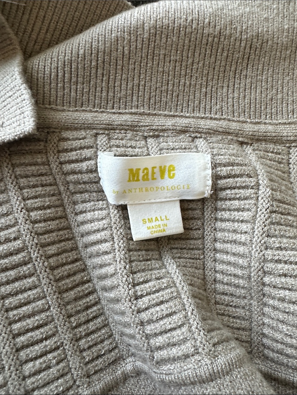 Anthropologie Maeve Ribbed Crewneck Sweater in Light Sage Taupe